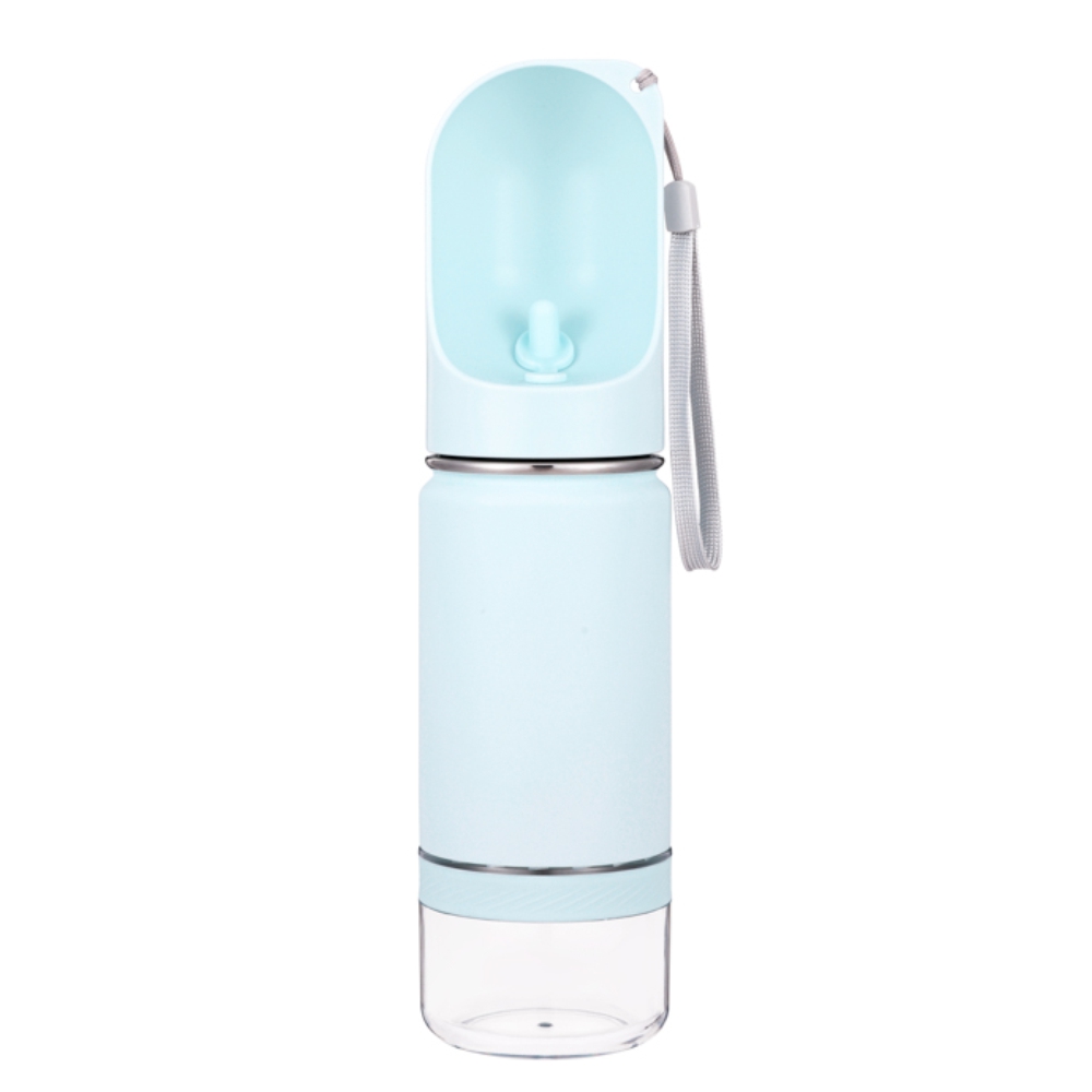 3-in-1 PET Water Bottle with Food Case – 300ml light blue