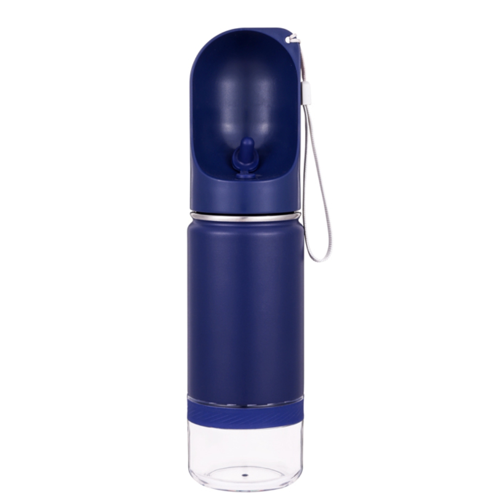 3-in-1 PET Water Bottle with Food Case – 300ml navy