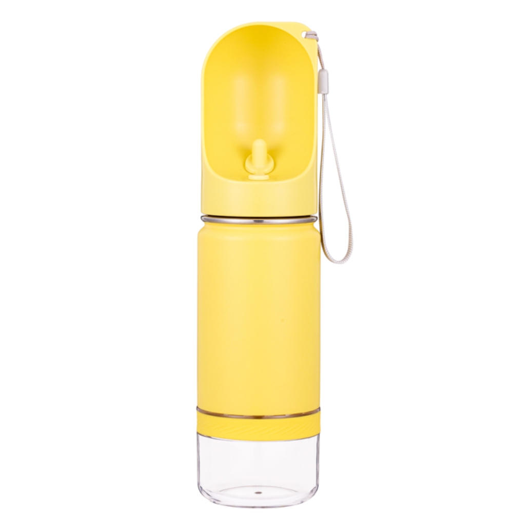 3-in-1 PET Water Bottle with Food Case – 300ml yellow